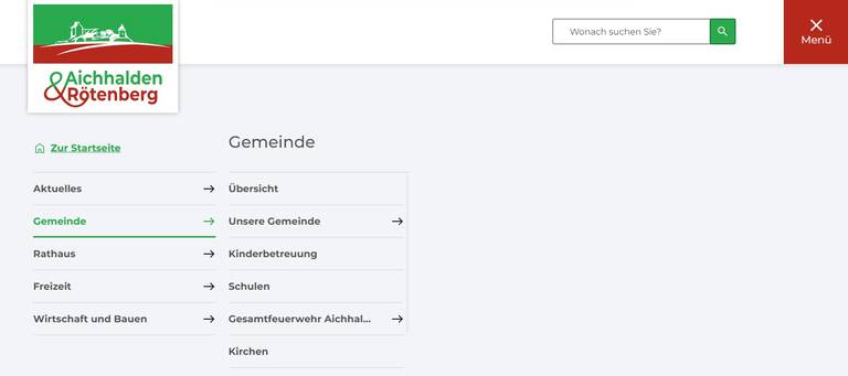 Menü - Unterpunkt Gemeinde